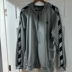 Adidas Men's Gray Track Jacket with Black Stripes Sz XL